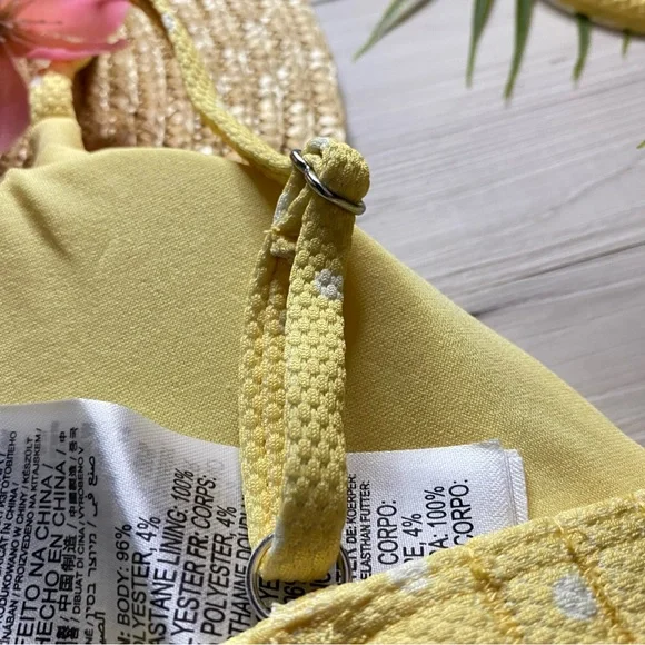 Billabong x Salty Blonde โขโข Yellow Polka Dot Fixed Tri Bikini Top | Rise Bottoms - Picture 13 of 16